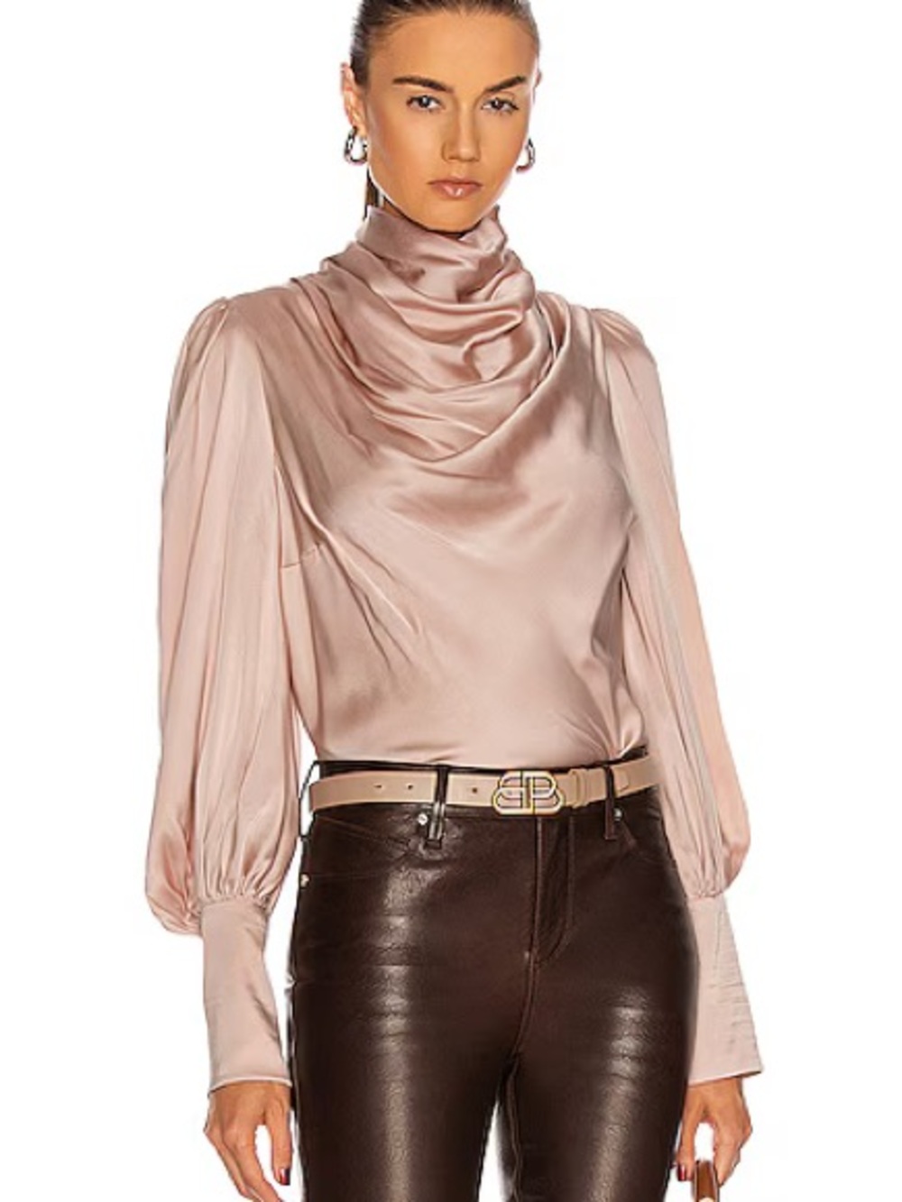 Zimmermann Pink Silk Cowl Neck Blouse Size 0